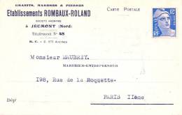 NORD PAS DE CALAIS - 59 - NORD -  JEUMONT ETS ROMBLAUX-ROLAND Granits Marbres Et Pierres Voir Dos - Jeumont