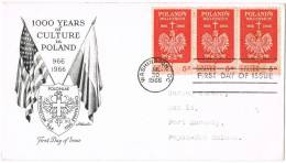 637-FDC Poland 1966 1000 Years Of Culture In Poland Viaggiata X Papua New Guinea - FDC