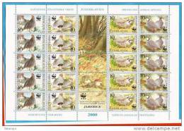 2000X  2966-69  JUGOSLAVIJA FAUNA WWF BIRDS  5  STRIPS  MNH - Blocks & Sheetlets