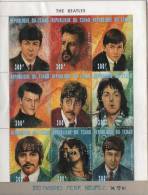 Tchad 1996 Y&T 687/95. The Beatles. Feuillet Dentelé Perforé "annulé" Collé Sur Carton Par L´imprimeur Afin De Connaître - Chanteurs