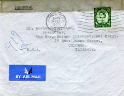 Great Britain- Air Mail Cover Posted By Private Delivery From Bognor Regis/ Sussex [17.2.1955] To "Borg Warner"/ Chicago - Storia Postale