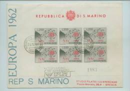 1962 SAN MARINO FDC  FOGLIETTI BF  EUROPA RACCOMANDATA - Blocs-feuillets