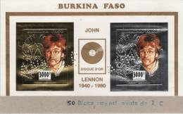 Burkina Faso 1996 Y&T 973/4. John Lennon. Bloc Non Dentelé Perforé "annulé" Collé Sur Carton Par L´imprimeur Afin ... - Chanteurs