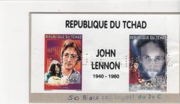 Tchad 1996 Y&T 578 Et 580. John Lennon. Bloc Non Dentelé Perforé "annulé" Collé Sur Carton Par L´imprimeur Afin De ... - Chanteurs