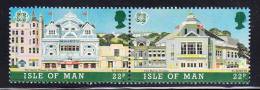 Isle Of Man MNH Scott #334a Se-tenant Pair 22p Gaiety Theatre, Villa Marina - Architecture - Europa 1987 - 1987