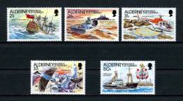 **ALDERNEY AURIGNY 1991  N° 49/53  **  Sup.  Cote: 27.50 € (Phare, Oiseau, Bateau, Hélicoptère. Bird, Light House, - Alderney