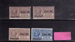 ITALY KINGDOM ITALIA REGNO 1924 - 1925 POSTA PENUMATICA EFFIGIE RE VITTORIO EMANUELE SERIE COMPLETA MNH - Correo Neumático