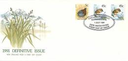 1991  Bird Definitives: Crake, Wren (regular And Self-adhesive) Unaddressed FDC - FDC