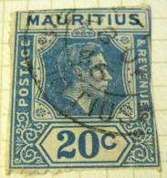 Mauritius 1938 King George VI 20c - Used Damaged - Mauritius (...-1967)