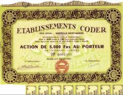 ACTION De 1951 ETABLISSEMENTS CODER MARSEILLE SAINT MARCEL - Industrie