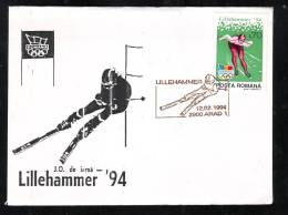 LILLEHAMMER,SKI,SKIING,SPINNING,1994, POST COVER,OBLITERATION CONCORDANTE,ROMANIA - Winter 1994: Lillehammer