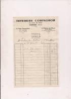 ###Facture De 1938,  Imprimerie Compagnon à Thouars, Deux-Sèvres - Printing & Stationeries