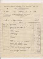 ###Facture De 1930, Electricité Générale Léo Mourry à Saint Varent, Deux-Sèvres - Elektriciteit En Gas