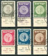 Israel - 1950, Michel/Philex No. : 22-27, - USED - Full Tab - See Scan - Used Stamps (with Tabs)