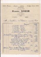 ###Facture De 1952, Plomberie Zinguerie Sanitaire Robert Sorin à Saint Varent, Deux-Sèvres - 1950 - ...