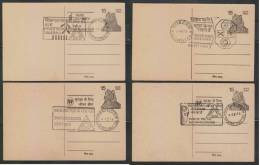 INDIA ROAD SAFETY  4 Different  CANCELLATIONS  15 (P) Postal Stationary Tiger Post Cards  # 42069 Indien Inde - Accidents & Road Safety