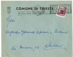 649- Storia Postale AMG-FTT 30.5.1950 Comune Trieste Affrancato Con Isolato £. 20 Su Busta Con Timbro Targhetta X Milano - Marcofilie