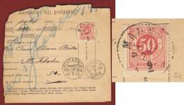 SVEZIA 1884 - RICEVUTA POSTALE CON 50 O. ISOLATO ANNULLATO MALMO 18/9/84 - 1872-1891 Ringtyp