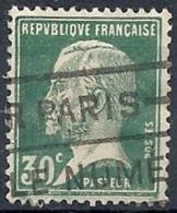 1923-26 FRANCIA USATO LOUIS PASTEUR 30 CENT VERDE - FR492 - 1922-26 Pasteur