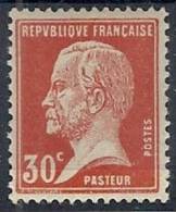 1923-26 FRANCIA LOUIS PASTEUR 30 CENT ROSSO MH * - FR492 - 1922-26 Pasteur