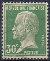 1923-26 FRANCIA USATO LOUIS PASTEUR 30 CENT VERDE - FR494-2 - 1922-26 Pasteur