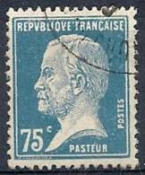 1923-26 FRANCIA USATO LOUIS PASTEUR 75 CENT - FR494-2 - 1922-26 Pasteur