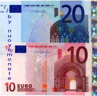 FIRMA DI DRAGHI BANCONOTE DA EURO 20 S ITALIA J030 + 10 X GERMANIA E006. UNC FDS - 20 Euro