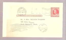 Postal Card Benjamin Franklin - Postmarked Concord, Mass 1958 - The Unitarian Couples Club - 1941-60