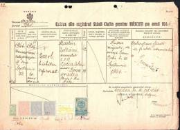 ORADEA,REVENUE FISCAUX,TAX,TAXA COMUNALA VERY RARE COMBINATION STAMPS ON DOCUMENT,6 STAMPS,1946, ROMANIA. - Steuermarken