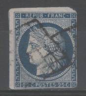 Cérès N° 4a (Variété) Avec Oblitération Grille De 1849  TB - 1849-1850 Ceres