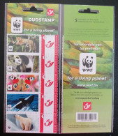2008 - 5 Duostamp - WWF - PANTHERE -PANDA -PAPILLION - OURS - Sous Film - 2001-2010