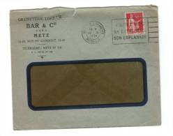 Timbre N°283d Type IIB (2B) Seul Sur Enveloppe à Fenêtre Avec Entête, De 1934 De Metz (57) Avec , Flamme FLIER - 1932-39 Vrede