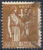 1932-33 FRANCIA USATO TIPO PACE 45 CENT - FR512-3 - 1932-39 Vrede