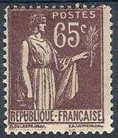 1932-33 FRANCIA TIPO PACE 65 CENT MH * - FR512 - 1932-39 Vrede