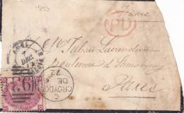 7931# GREAT BRITAIN N° 33 PLANCHE 9 / FRAGMENT COVER LETTER FACE CROYDON 1872 - Cartas & Documentos