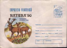 Romania-Postal Stationery Cover 1990,unused-The Stag And Deer; Le Cerf Et Le Chevreuil; Hirsche Und Rehe - Wild