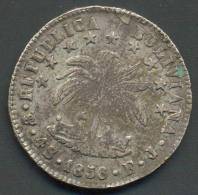 BOLIVIA , 4 SOLES 1856 , PTS - F J , SILVER UNCLEANED COIN - Bolivia