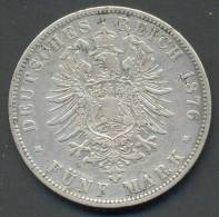 GERMANY , PRUSSIA 5 MARK 1876 A - Andere & Zonder Classificatie