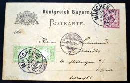 3 Pfg., Grün 2 Stück Auf GA 5 Pfg. Violett "München II 84" In Die Schweiz - Postal  Stationery