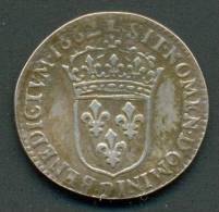 FRANCE , 1/12 ECU 1662 D - 1643-1715 Luigi XIV El Re Sole