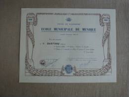 1ere Médaille De Violon Et Solfège.Ecole Municipale De Musique. Narbonne 1952. - Diploma & School Reports