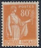 1937-39 FRANCIA TIPO PACE 80 CENT MH * - FR523 - 1932-39 Vrede