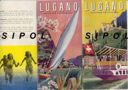 Lugano Ticino Dépliant 4 Pages De 21 X 21 Cm Illustrations & Carte Couleur Texte Anglais1960 Env - Andere Pläne