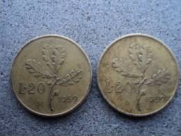 ITALIA  REPUBBLICA  -  20 LIRE 1959  QUERCIA - - 20 Lire