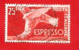 ITALIA REPUBBLICA - USATO - 1947 - ESPRESSI DEMOCRATICA - PIEDE ALATO - £ 25 - S. E28 - Poste Exprèsse/pneumatique