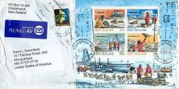 Antarctic Research Souvenir Sheet And  Surcharged 8 C. On 4 C Puriri Moth On Air Letter To USA - Brieven En Documenten