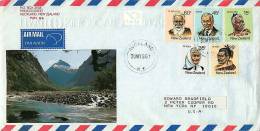 Maori Leaders Complete Set Of 5 On Air Letter To USA - Lettres & Documents