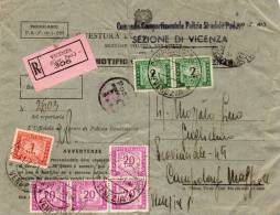 1951  LETTERA RACCOMANDATA CON ANNULLO VICENZA - Strafport