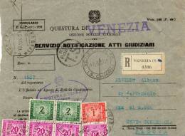 1951  LETTERA RACCOMANDATA CON ANNULLO CORREZZOLA  PADOVA + VENEZIA - Postage Due