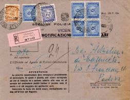 1952  LETTERA RACCOMANDATA CON ANNULLO   VICENZA - Impuestos